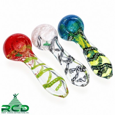 GLASS PIPE FRITTED HEAD SWIRL ART GP3146 1CT